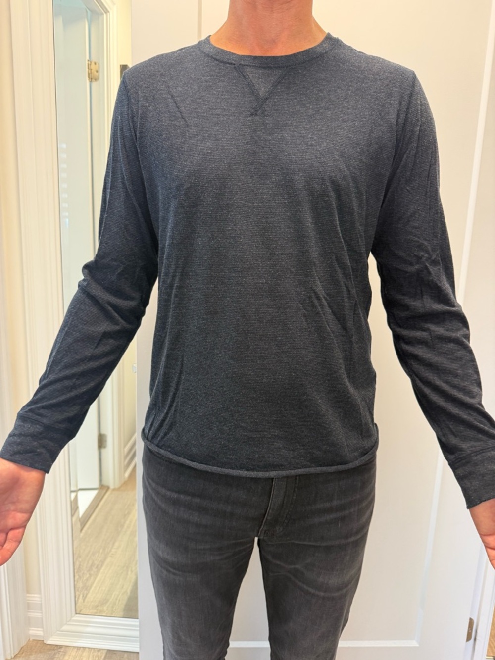 Billy Reid Long-Sleeve Crewneck in Charcoal Heather